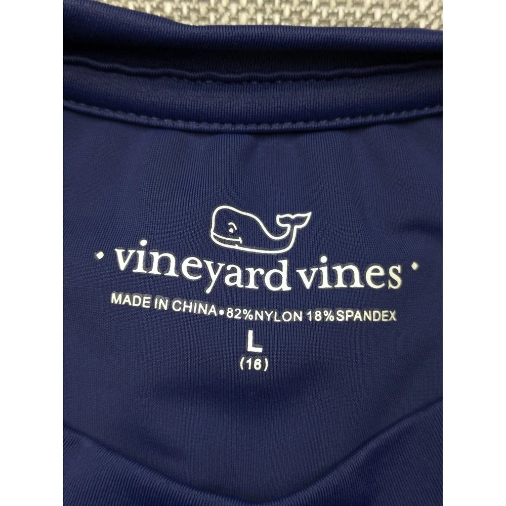 Vineyard Vines Rash Guard Kids 16 Blue Long Sleeve Swim Shirt Whale Logo